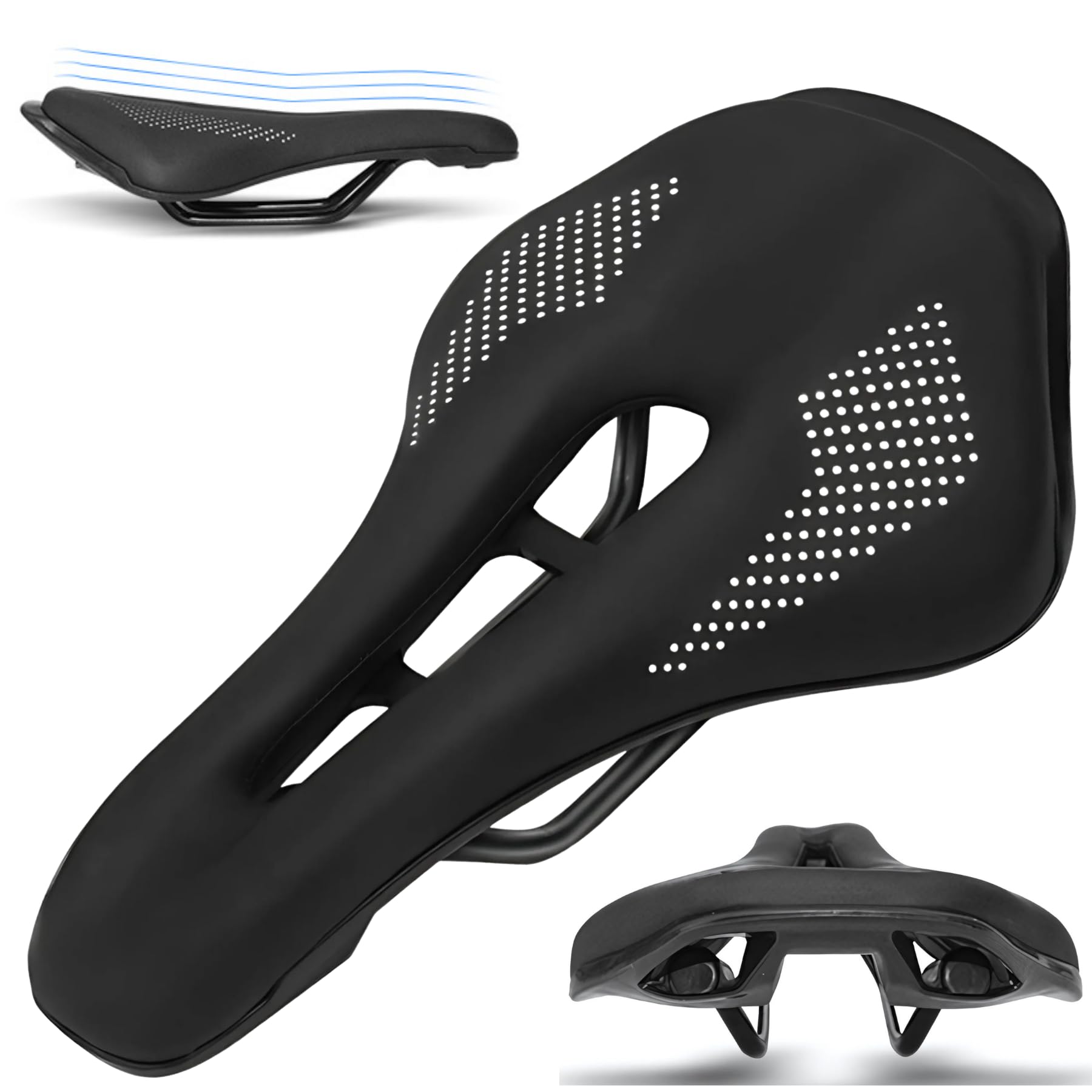 

Mellbo Велосипедное Удобное Полое ПУ Легко Совместимое с Различными Дорожными и Кроссовыми Велосипедами Седло, Подушка, Дизайн, Кожа, Установка, Велосипеды, чёрный