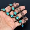 Blue Copper Turquoise Handmade Gemstone Necklace, Copper Electroformed Necklace Antique Jewelry, For Engagement Gift
