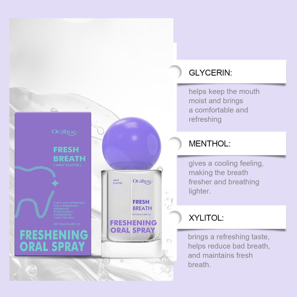 Oralhoe Fresh Mouth Spray Fresh, refreshing and long-lasting portable and convenient to reduce oral odor cleaning