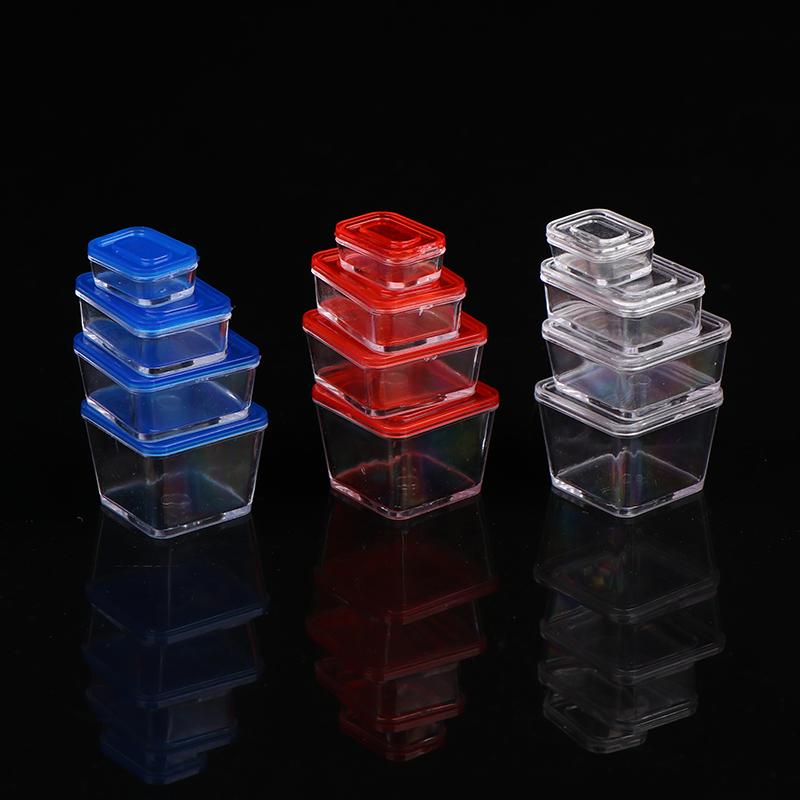 4 Stück 1/12 Puppenhaus Mini Frischhaltebox Brotdose Modell Küchengeschirr