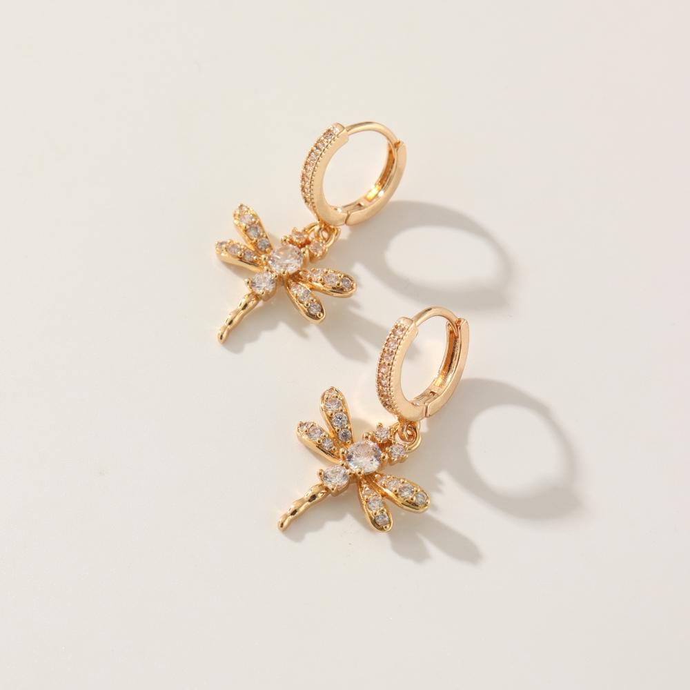 Fashion Dragonfly Earrings for Women 2025 New Golden Zirconia Drop Earring Statement Party Jewelry Accessories