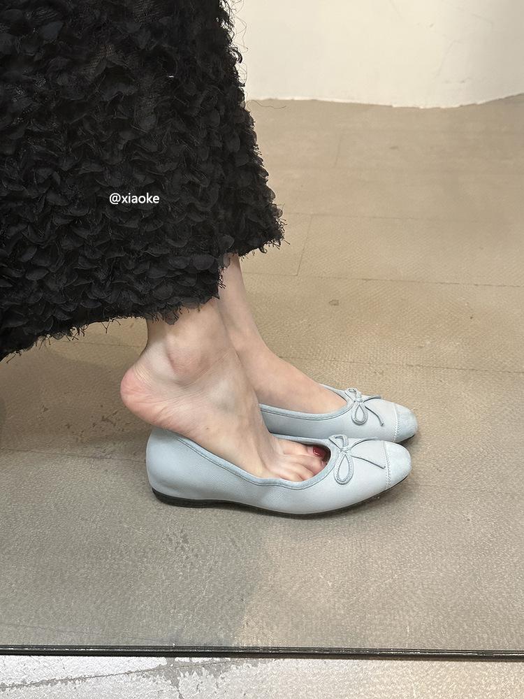 Inner height-increasing ballet shoes 2025 spring and summer new shallow bow single shoes grandma shoes commuter Mary Jane shoes