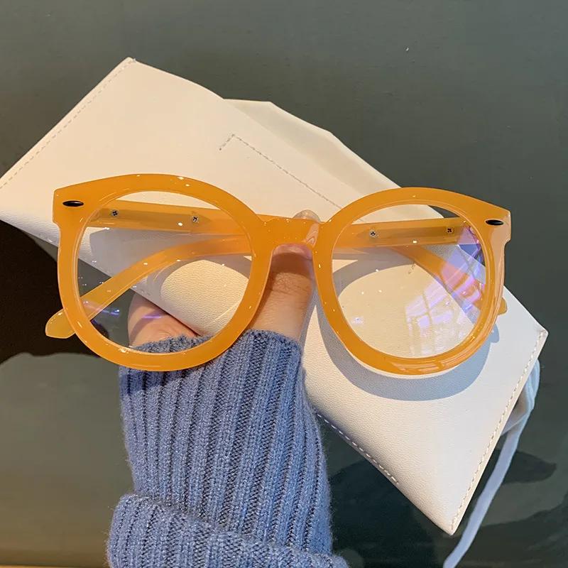 Women Round Frame Finished Myopia Glasses Unisex Oversized Short-sighted Eyeglasses Ladies Computer Glasses Spectacle Eyewear