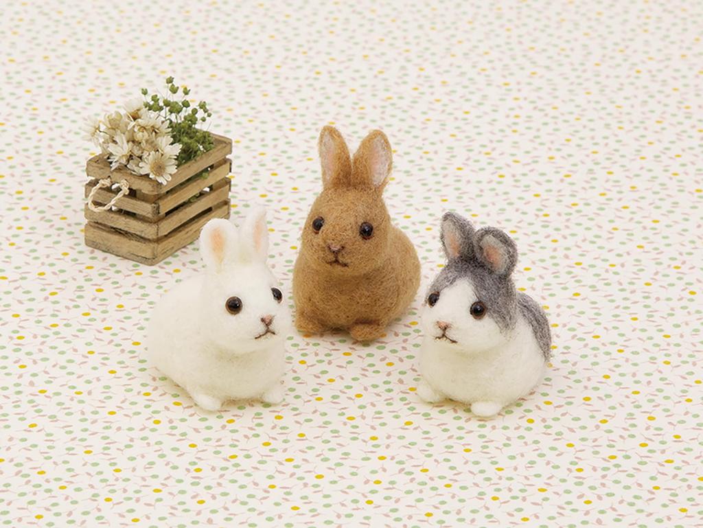 Hamanaka Wool Felting Needle Felted Baby Animal Kit, Bunny, H441-637