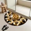 1Pcs Art Deco Golden Semi Circle Welcome Doormat Non-Slip for Outdoor Patio Porch Kitchen Bathroom Entryway Floor Mat