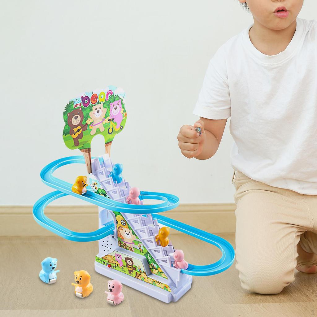 Chasing Playset with Race Track And Climbing Slide for Kids