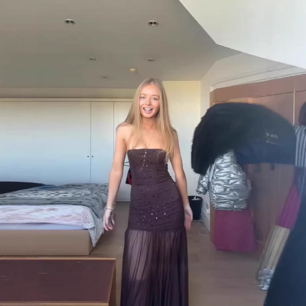 Spring 2026 Women s Sexy Strapless Low-Waist Asymmetrical Hem Long Dress L
