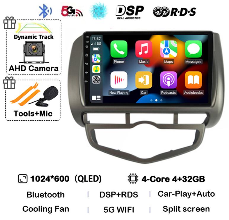 Android 14 Auto Carplay WIFI+4G For HONDA JAZZ City 2002 - 2007 HD 2 Din Car Radio Multimedia Video Player Stereo GPS 360 Camera