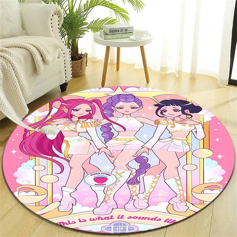 1pc KPop Demon Hunters10 Design Printed Area Round Carpet for Bedroom Living Room Home Decor Rugs Mat Non Slip Mat Rug for Bedside