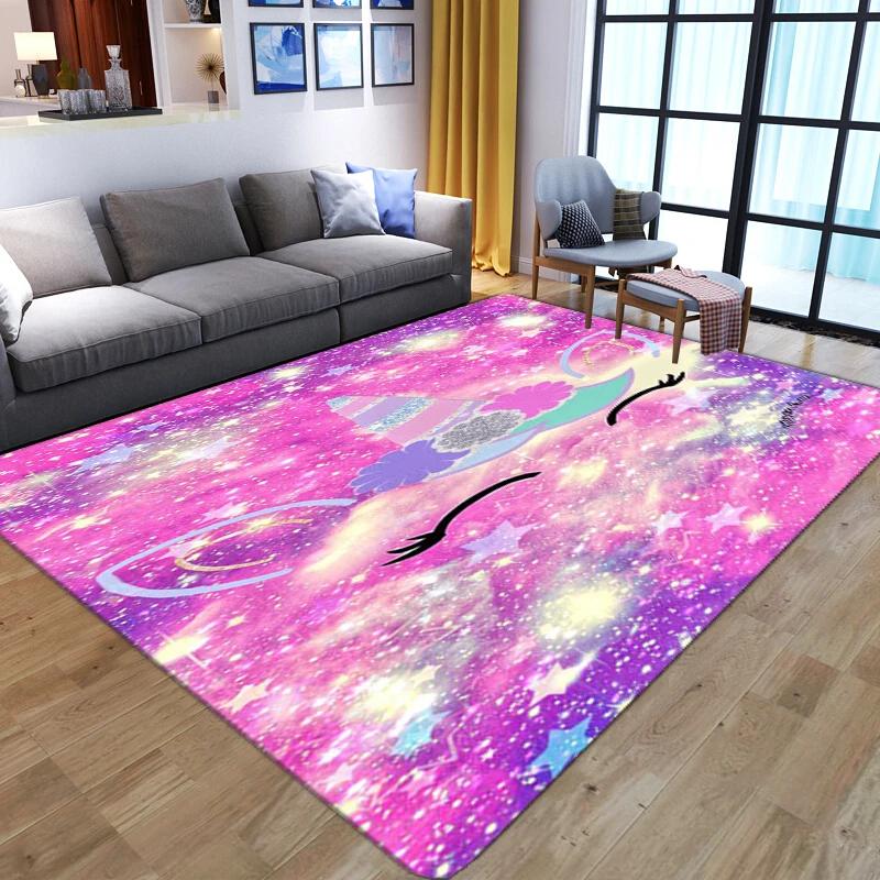 

Cartoon Unicorn Carpet Rainbow Butterflies 3D Print Rug Kid Bedroom Game Floor Mat Soft Girl Room Play Carpets for Living Room 40x60cm 16x24 inch