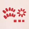Simple temperament, white and bright red fake nail patch, removable nail art piece 24 pieces