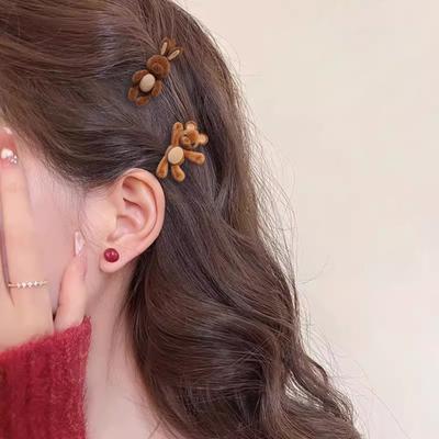 Dámská sponka do vlasů Protiskluzový design Dekor hnědého medvídka Sponka do vlasů Šetrná ke pokožce hlavy Sponka do vlasů Nástroj pro styling vlasů Doplňky do vlasů