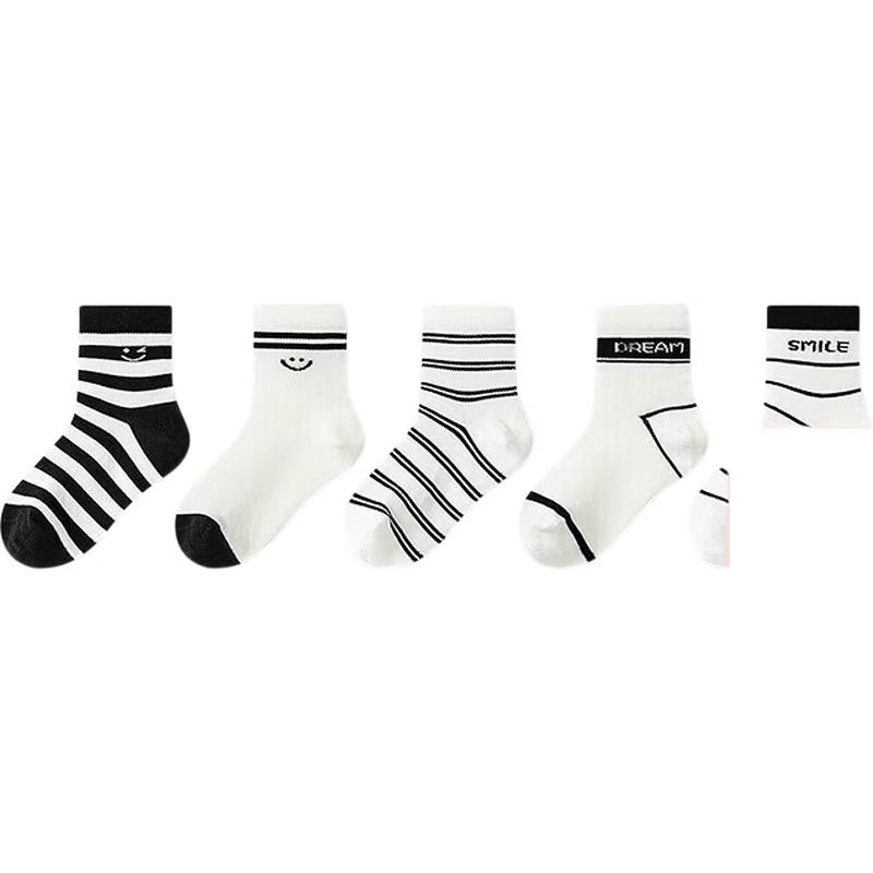 Balabala Boys' Summer Mesh Mid-Calf Socks (5-Pair Pack)