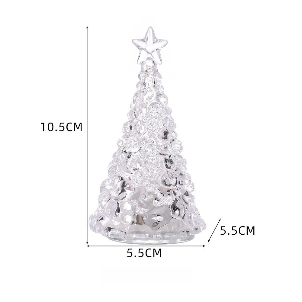 Mini Christmas Tree Night Light Transparent Acrylic Luminous Desktop Decor Small Gift Home Decoration