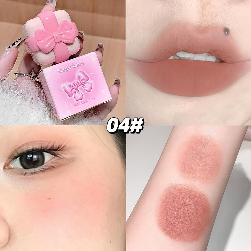 Gege Bear Fluweelzachte Matte Lip- en Wangbalsem, Veelzijdige Twee-in-één Lip Multi-Gebruik Wangblush Balsem voor een Moeiteloze Applicatie