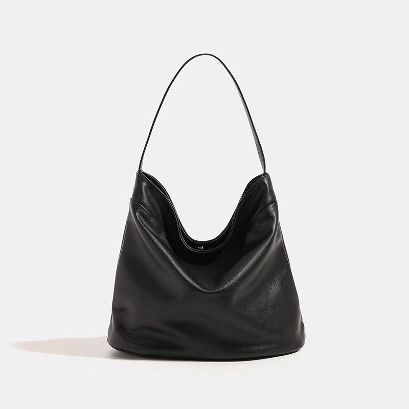 Vintage Large-Capacity Suede Tote Bag 2024 New Lazy Style Cowhide Bag Women s Bucket Bag Shoulder Bag чёрный