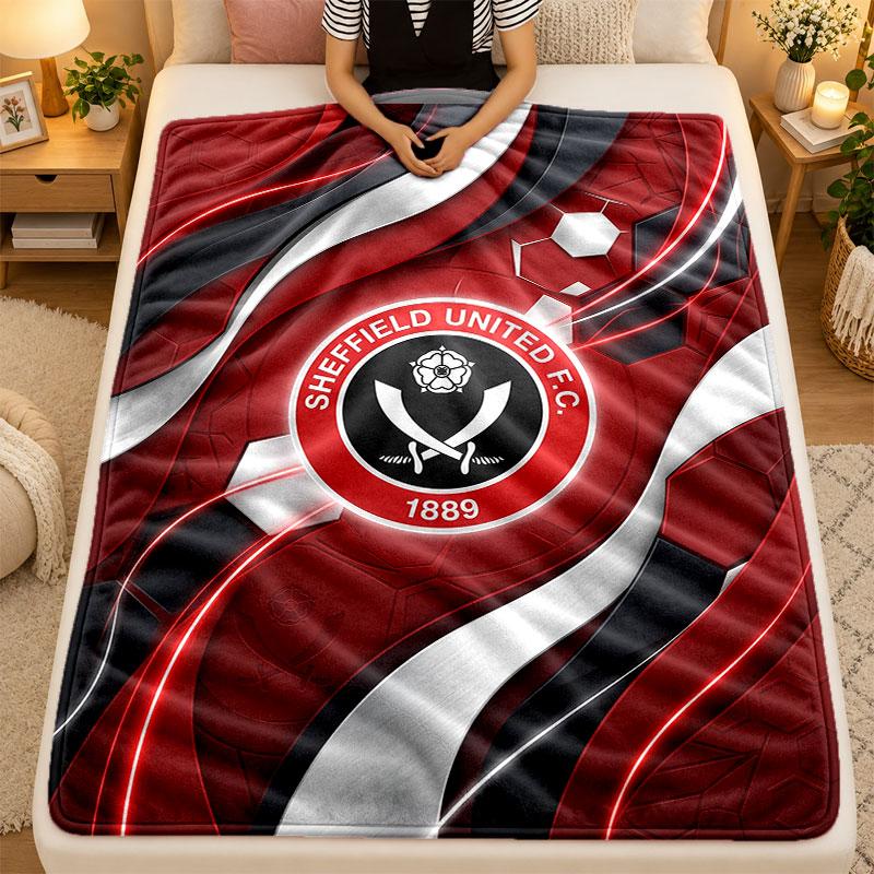 Flannel BlanketSheffield United Football Warm Soft Throw Blanket for Indoor Sofa Bed Living Room Use