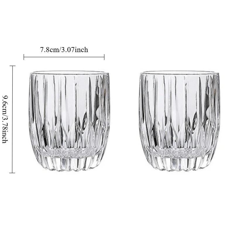 80ml/285ml/340ml Drinkware Bar Whiskey Glass Vertical Striped Water Cup Transparent Cocktail Glass Iced Coffee Latte Mocha Cups