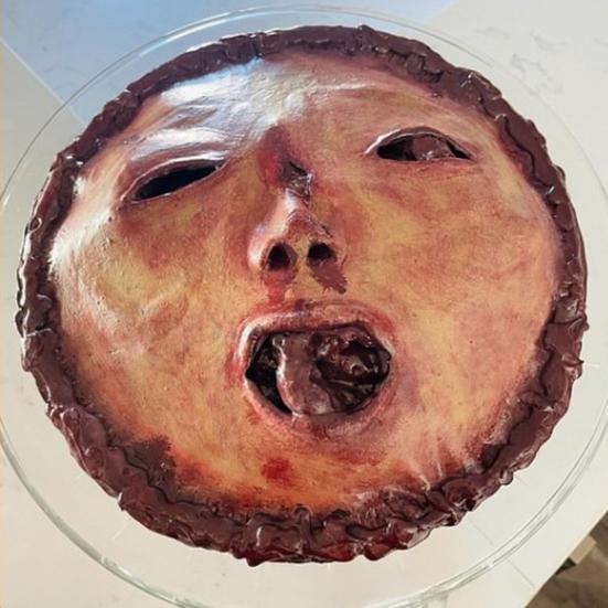 9-Inch Halloween People Pot Pie Realistic Reusable Haunted House Holiday Party Dinner Plate Latex Horror Face Pancake Decoration