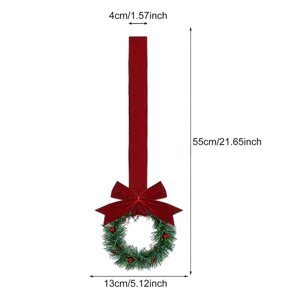 6Pcs/set Mini Christmas Cabinet Wreath with Ribbons Faux Berries and Bows Holiday Artificial Wreath Front Door Sign