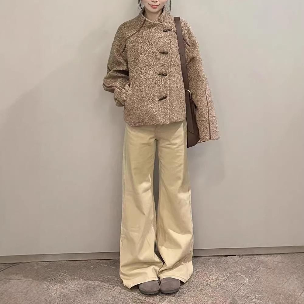 2025 Retro Khaki Micro-Flare Women s Wide-Leg Jeans Extra Large