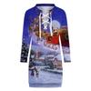 Fashion Women's Loose Christmas Print Long Sleeve V-neck Strappy  And Winter Dress
