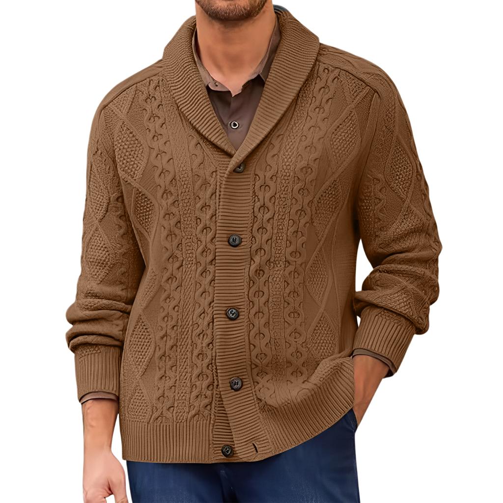 Men's V-Neck Knit Button-Front Cardigan Jacket