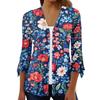 Women's Loose Casual Independence Day Printed Seven Sleeve Button Down Shirt Cardigan Top