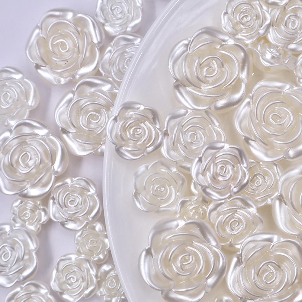 50pcs Imitation Pearl White Rose Camellia Handmade DIY Accessories
