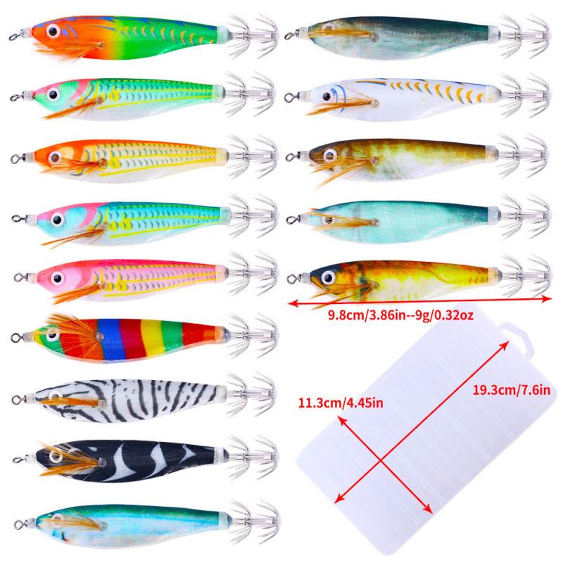 Luminous Wood Shrimp14Only9.5CM 9GHigh Transparency Lure Bait for Sea Fishing Squid Hook Special for Cuttlefish and Mackerel