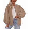 Women Loose Fit Baseball Jacket with Zipper Front Multi Color Casual Outerwear