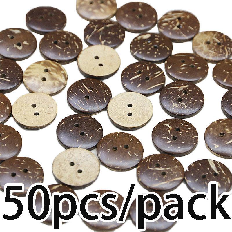 

(50Pcs/pack)2cm 2-Hole Coconut Shell Pattern Circular Wooden Button Jeans Bags Use Buttons Garment Sewing Decorative DIY 20mm