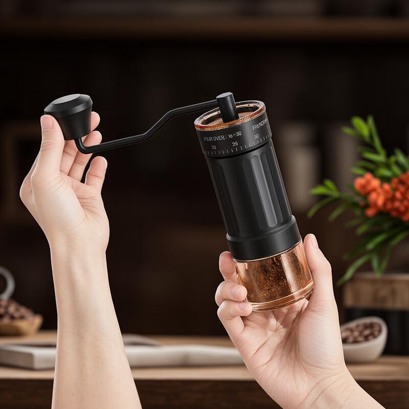 CLITON Hand-Crank Coffee Grinder, External Adjustment Coffee Bean Grinder, Manual Portable Coffee Machine