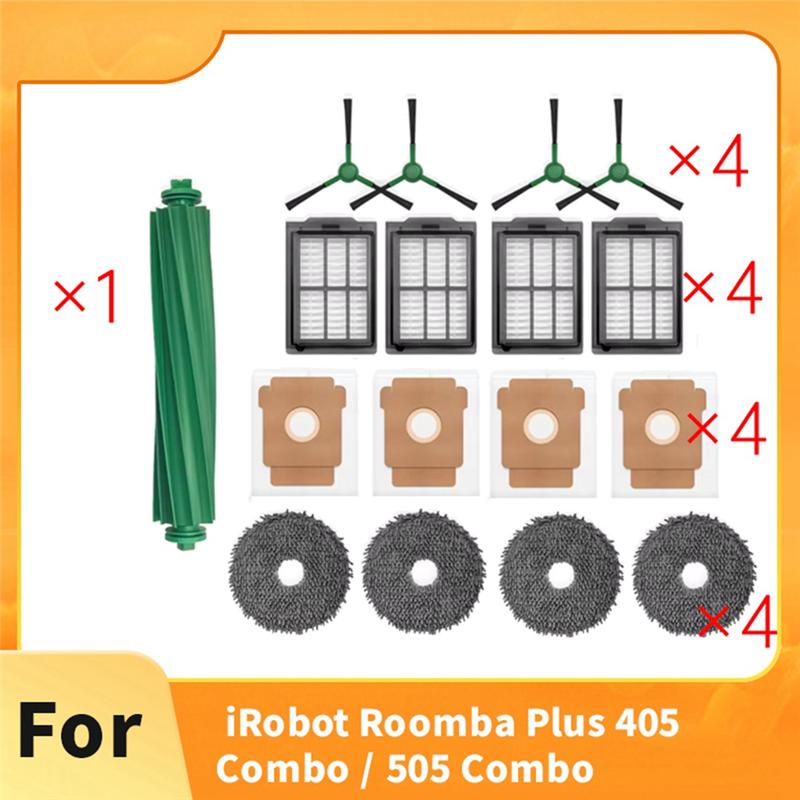 

A65T-For Irobot Roomba Plus 405 Combo / 505 Combo Vacuum Cleaner Accessories Main Side Brush Mop Dust Bag Filter Accessories