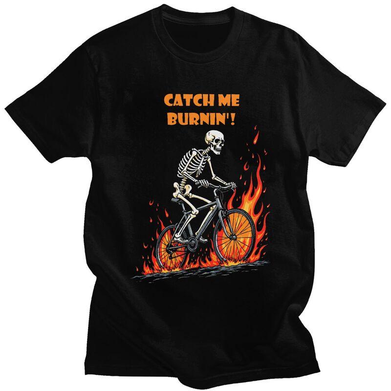 

Custom Catch Me Burnin Bicycle Cyclist Skeleton T Shirts Men Pure Cotton Tee Tops Tshirts Short-Sleeve Fashion T-shirt Clothi... S разноцветный
