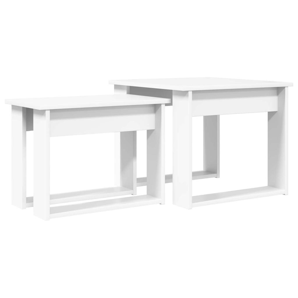 Coffee Table Set 2 Pcs White Wood Based Material