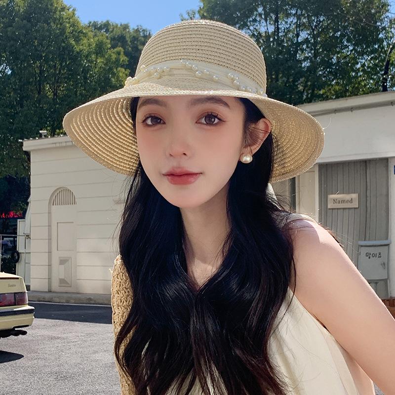 Seaside Beach Hat Lace Straw Hat Children Summer Visor Breathable Sunscreen Bucket Hat Vacation Style Straw Hat