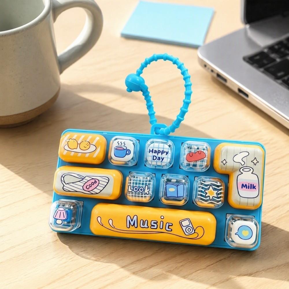 Clicker Sound 12 Keys Keyboard Keychain Pressable Keys Stress Relief Fidget Toy  Bag Ornaments