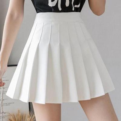 Adrette Hohe Taille Solide Plissee Mini Rock Frauen Sommer Frühling Koreanische Mode Niedlichen Weißen A-linie Rock