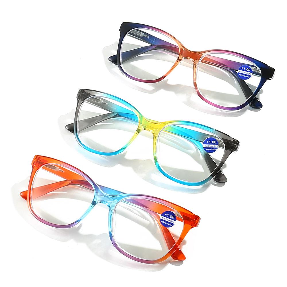 Big Frame Presbyopic Glasses Gradient Color Anti Blue Light Unisex Fashion Eyewear Prescription Optical