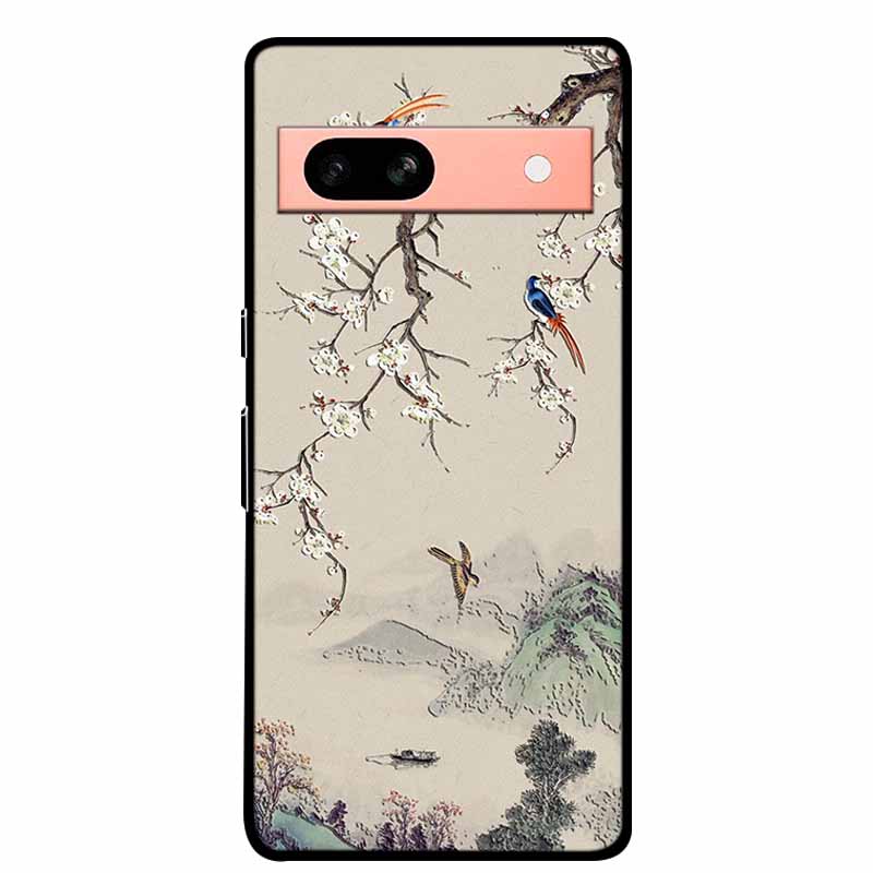 3D Flowers Case For Google Pixel 7a 5G Case Emboss Relief Floral Black Silicone Soft Back Covers For Google Pixel 7a Case Fundas