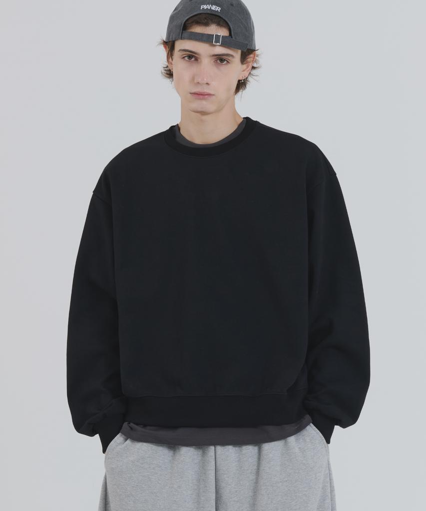 PIANER Hap-Po Oversized Crop Sweatshirt (Black)