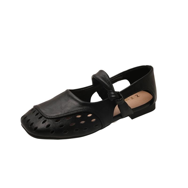 

2025 лето дышащие тканые маленькие одинарные туфли полые туфли Мэри Джейн с вставками на мягкой подошве туфли Доудоу универсальные туфли 40 чёрный