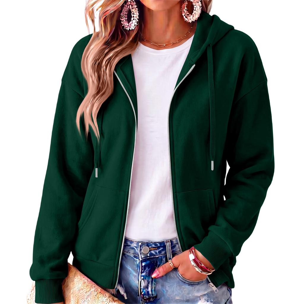 Women's Long Sleeve Hooded Pullover Sweatshirt Color Casual Outerwear