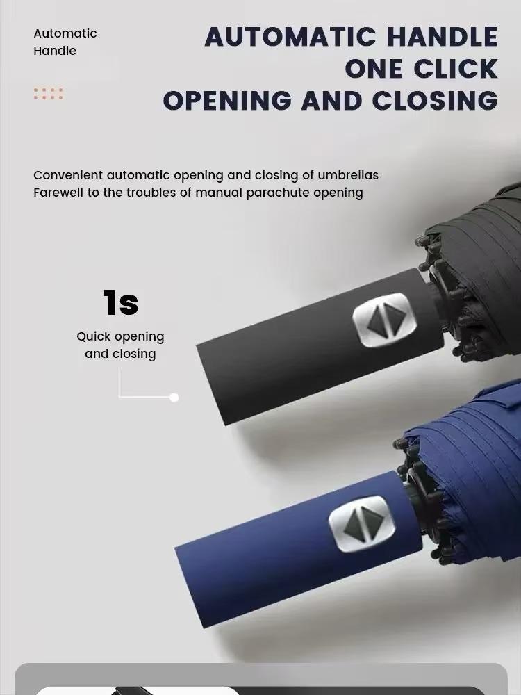 Windproof Automatic Folding Umbrella, 125Cm Large Umbrella Surface, Sun Uv Protection Upf50+ Rain Umbrellas For Man And Women