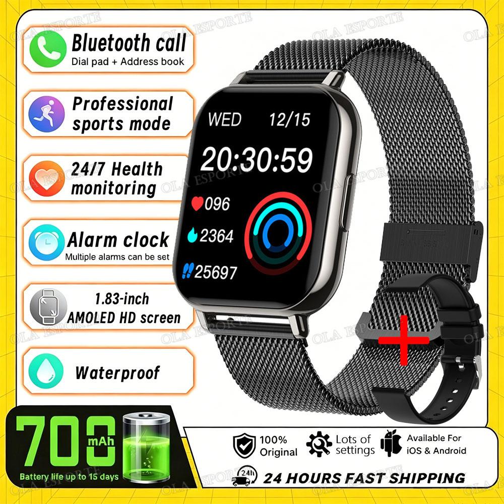 Upgraded Smart Watch Heart Rate Blood Oxygen/Pressure Sleep Monitoring Bluetooth Call Voice Assistant Sport Smartwatch HT30