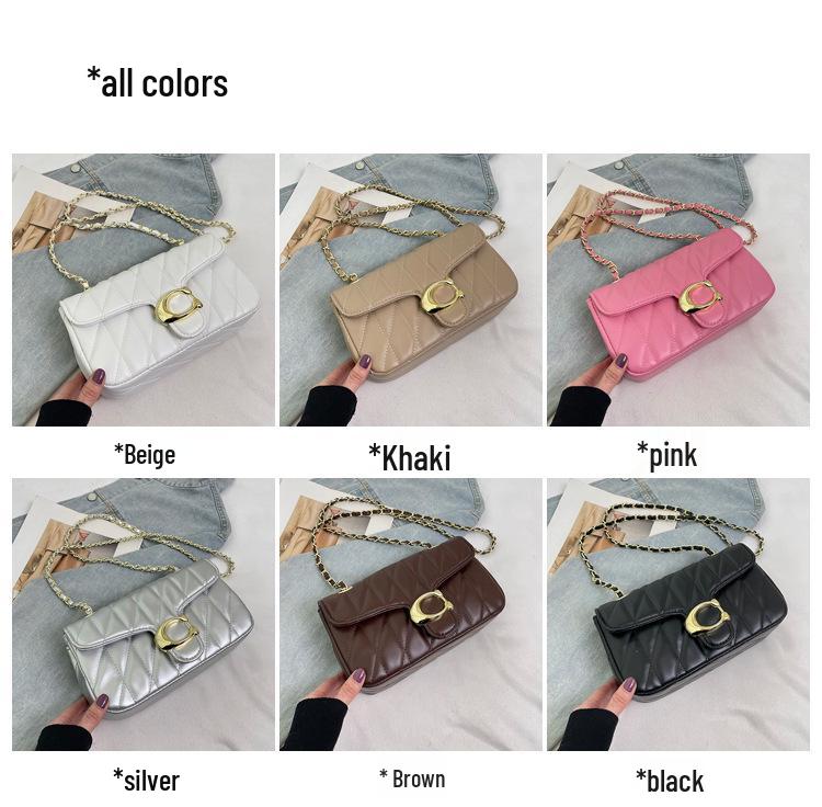 Korean-Style Women's Trendy Single Shoulder Bag - Fashionable, Versatile, Diamond Lattice Chain, Small Fragrance Style for Commuting