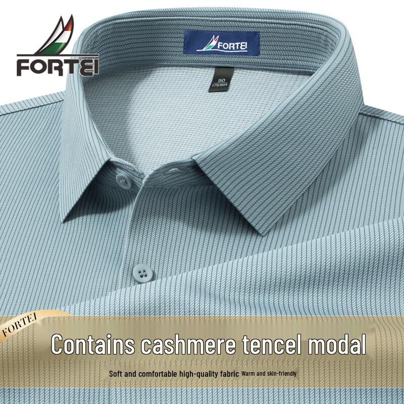 Men s Long-Sleeve Cashmere Tencel Lyocell Brushed Shirt 54