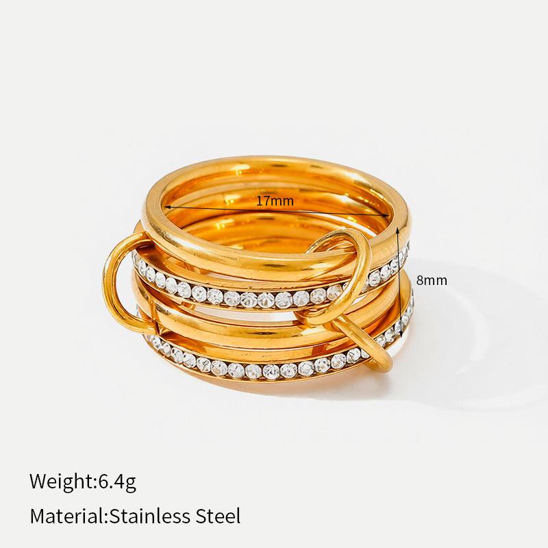 European and American style stainless steel hot-selling women's rings geometric stacking design high-end ring niche jewelry women
