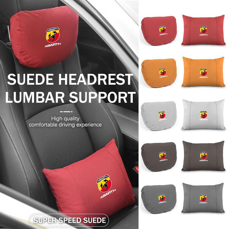 Car Suede Seat Headrest Neck Pillow Soft Cushion Lumbar Support For Abarth Freemont Strada 500x Grande Punto Ducato Stilo Palio